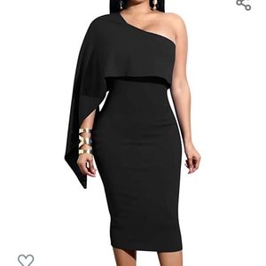 One shoulder black dress